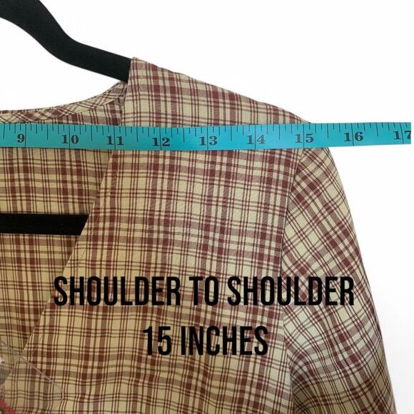 NWT Urban Threads Tiered V-Neck Brown Plaid Mini Dress-Size 10 - Picture 4 of 9